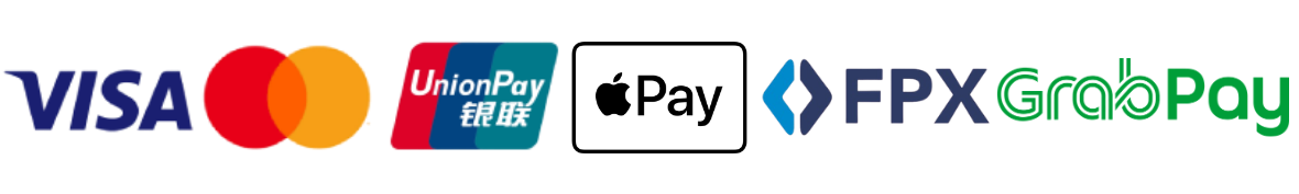 Visa, Mastercard, UnionPay, FPX and GrabPay